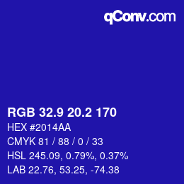 カラーコード: RGB 32.9 20.2 170 | qconv.com
