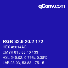 カラーコード: RGB 32.9 20.2 172 | qconv.com