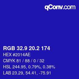 カラーコード: RGB 32.9 20.2 174 | qconv.com