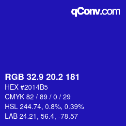 カラーコード: RGB 32.9 20.2 181 | qconv.com