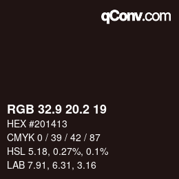 Color code: RGB 32.9 20.2 19 | qconv.com
