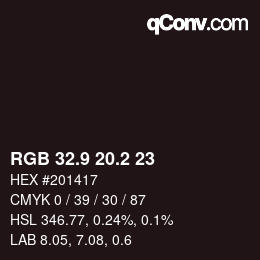 カラーコード: RGB 32.9 20.2 23 | qconv.com
