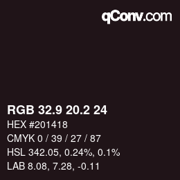 Color code: RGB 32.9 20.2 24 | qconv.com