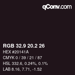 カラーコード: RGB 32.9 20.2 26 | qconv.com