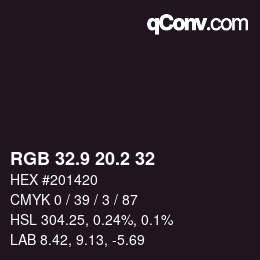 Color code: RGB 32.9 20.2 32 | qconv.com