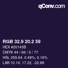カラーコード: RGB 32.9 20.2 59 | qconv.com