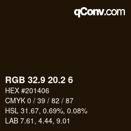 Code couleur: RGB 32.9 20.2 6 | qconv.com