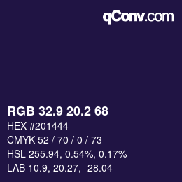 カラーコード: RGB 32.9 20.2 68 | qconv.com