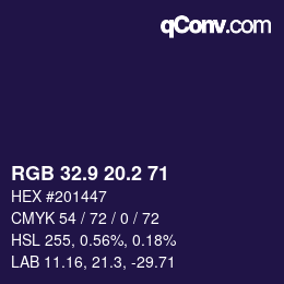 Color code: RGB 32.9 20.2 71 | qconv.com