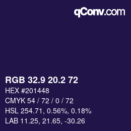 カラーコード: RGB 32.9 20.2 72 | qconv.com