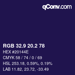 カラーコード: RGB 32.9 20.2 78 | qconv.com