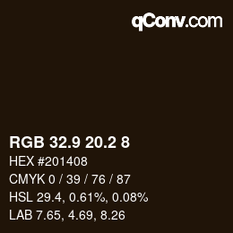 Color code: RGB 32.9 20.2 8 | qconv.com