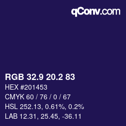カラーコード: RGB 32.9 20.2 83 | qconv.com