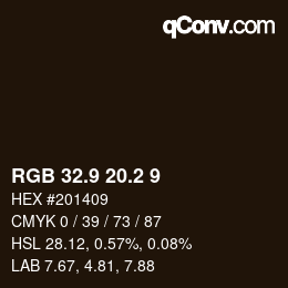 Color code: RGB 32.9 20.2 9 | qconv.com