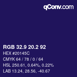 カラーコード: RGB 32.9 20.2 92 | qconv.com
