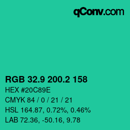 カラーコード: RGB 32.9 200.2 158 | qconv.com