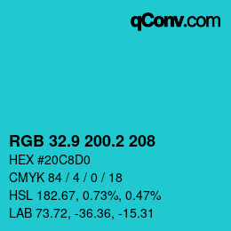 カラーコード: RGB 32.9 200.2 208 | qconv.com