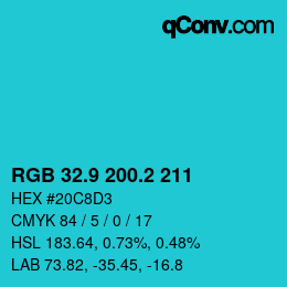 カラーコード: RGB 32.9 200.2 211 | qconv.com