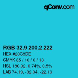 カラーコード: RGB 32.9 200.2 222 | qconv.com