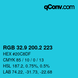カラーコード: RGB 32.9 200.2 223 | qconv.com