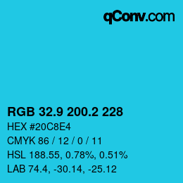 Color code: RGB 32.9 200.2 228 | qconv.com