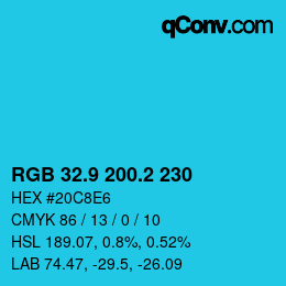 カラーコード: RGB 32.9 200.2 230 | qconv.com