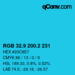 カラーコード: RGB 32.9 200.2 231 | qconv.com