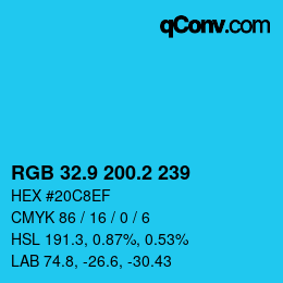 カラーコード: RGB 32.9 200.2 239 | qconv.com