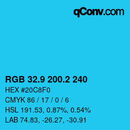 カラーコード: RGB 32.9 200.2 240 | qconv.com