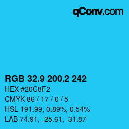 カラーコード: RGB 32.9 200.2 242 | qconv.com