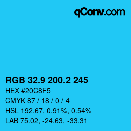 カラーコード: RGB 32.9 200.2 245 | qconv.com