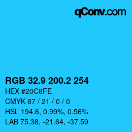 カラーコード: RGB 32.9 200.2 254 | qconv.com
