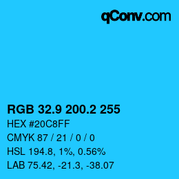 カラーコード: RGB 32.9 200.2 255 | qconv.com