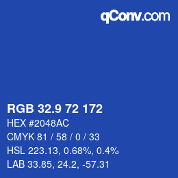 カラーコード: RGB 32.9 72 172 | qconv.com