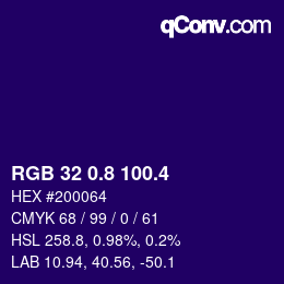 カラーコード: RGB 32 0.8 100.4 | qconv.com