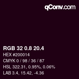 カラーコード: RGB 32 0.8 20.4 | qconv.com
