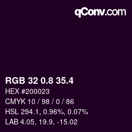 カラーコード: RGB 32 0.8 35.4 | qconv.com