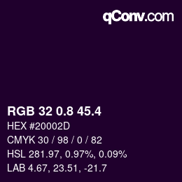 カラーコード: RGB 32 0.8 45.4 | qconv.com