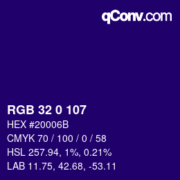 Color code: RGB 32 0 107 | qconv.com