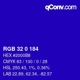 颜色代码: RGB 32 0 184 | qconv.com