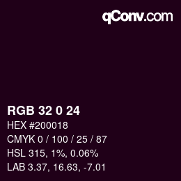 颜色代码: RGB 32 0 24 | qconv.com