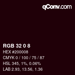 カラーコード: RGB 32 0 8 | qconv.com