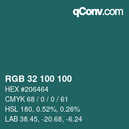 Color code: RGB 32 100 100 | qconv.com
