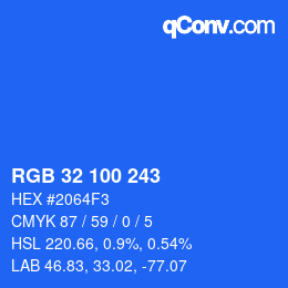 Color code: RGB 32 100 243 | qconv.com