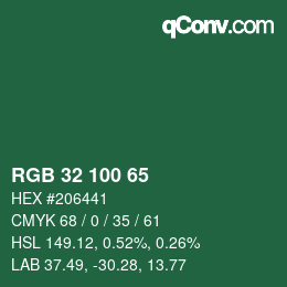 Color code: RGB 32 100 65 | qconv.com