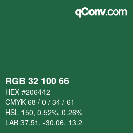 Color code: RGB 32 100 66 | qconv.com