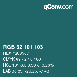 Color code: RGB 32 101 103 | qconv.com