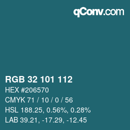 Farbcode: RGB 32 101 112 | qconv.com