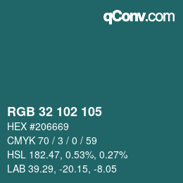 Color code: RGB 32 102 105 | qconv.com