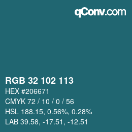 Color code: RGB 32 102 113 | qconv.com